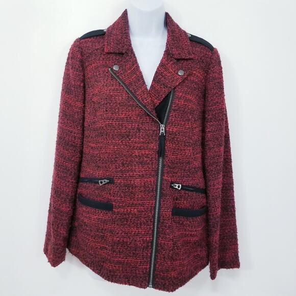 Lucky Brand Tweed Multi Zip Pockets Jacket - Picture 1 of 12